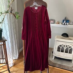 VTG Main Street Classics Burgundy Velvet Long Sleeve Holiday Dress Size XL